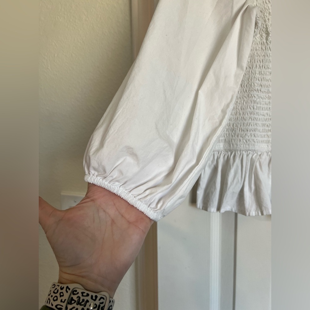 The Drop Women's Marisol Long-Sleeve Ruffle Poplin Smocked Top Size 2X - Picture 7 of 12